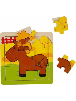 Moresun Buğz S00002907 Wooden Puzzle Anımals 9 Pcs 3 Ast