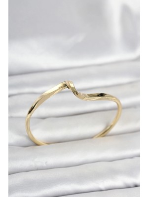 Moresun Buğz Gold Renk Pirinç Zikzak Model Kadın Bileklik