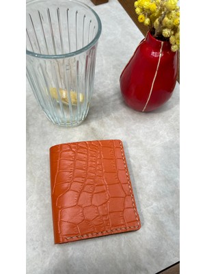 Oakco Leather HANDMADE TURUNCU-YEŞİL DERİ CÜZDAN