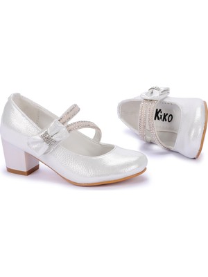Kiko 750 Vakko Günlük Kız Çocuk 4 cm Topuk Babet Ayakkabı Sedef
