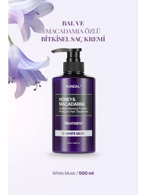 Yoğun Nemlendirici ve Besleyici Saç Kremi KUNDAL Honey& Macadamia Protein Treatment 500ml White Musk