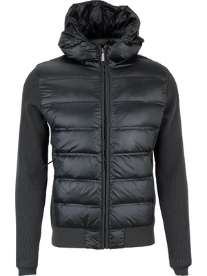 Roberto Ricci Designs Siyah Erkek Slim Fit Kapitone Mont Amos Perlupin Duck Hood Knit
