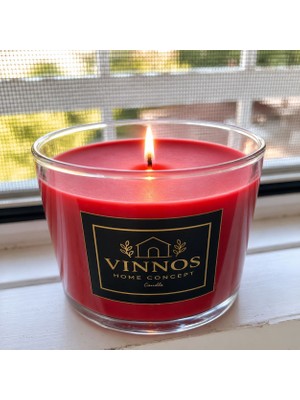 Vinnos Home & Concept %100 Dogal Balmumu Kokulu Mum | El Yapımı Dekoratif Cam Mum | 235 gr | 8 cm Çap | 6 cm Boy | Hediyelik