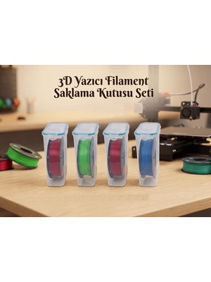 Geseus 3D Yazıcı Filament Saklama Kabı Seti Hava Sızdırmaz Contalı 4.5 Lt 4'lü Set MAB-179