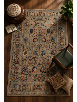 Beyome Afgan Uşak Otantik Vintage Desenli Premium Salon Halısı | El Dokuması Hissi | Degrade Iplik | Pamuk Taban