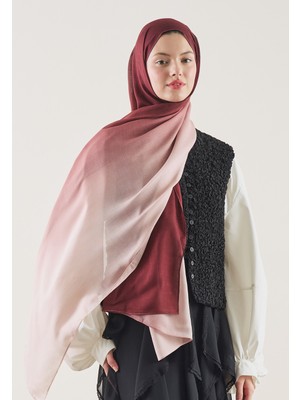 Fresh Scarfs Degrade Desen Rami Şal Bordo-Pudra