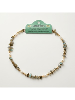 Ceyyiz Labradorite Doğal Taşlı Kadın Inci Kolye - Enerji ve Çakra Dengesi Sağlayan Bohem Kadın Takı
