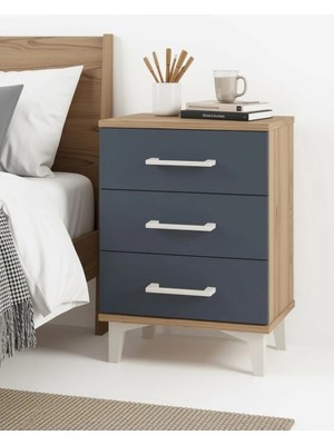 Arges Komodin 3 Çekmeceli 44X30X64 Çam-Antrasit