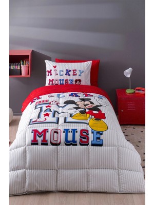 Özdilek Lastikli Çarşaflı Lisanslı Tek Kişilik Çocuk Uyku Seti-Mickey Mouse Collage Gri