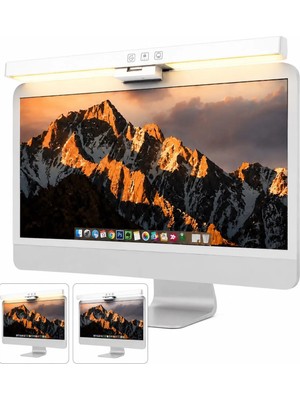 Gaman Gaming Monitör Üstü LED Işık – Ayarlanabilir 3 Farklı Renkli Işık Göz Dostu Aydınlatma Masa Lambası 51cm BEYAZ KASA