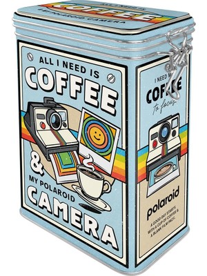 Nostalgic-Art Retro Kahve Kapları, 1,3 L, Polaroid Kahve ve Kamera - Fotoğraf Severler Için Hediye Fikri, Resmi Lisans Ürünü (Olp), Aroma Koruma Kapaklı Kutu, Vintage Tasarım