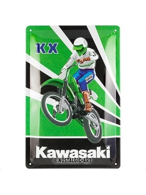 Nostalgic-Art Retro Metal Işaret, 20 x 30 Cm, Kawasaki - Kx Motocross - Bisikletçiler Için Hediye Fikri, Official License Product (Olp) Metal, Vintage Tasarım