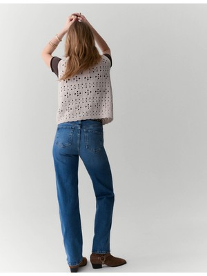 Marks & Spencer Mid Rise Düz Kesim Grazer Jean Pantolon