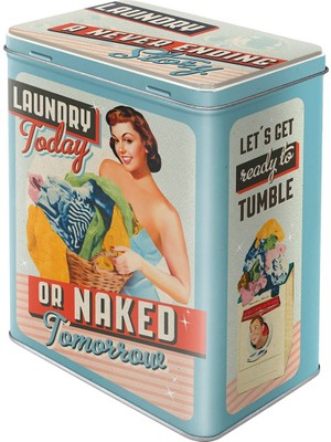 Nostalgic-Art Retro Saklama Kabı L, 3 L, Laundry Today Or Naked Tomorrow – Nostalji Hayranları Için Hediye Fikri, Büyük Sac Kutu, Vintage Tasarım