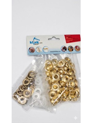 Klinkshop 24 Numara Kuşgözü (9,5 Mm) Gold- 100 Adet Aparatsız Malzeme Paketi - Paslanmaz Pirinç Kuşgözü