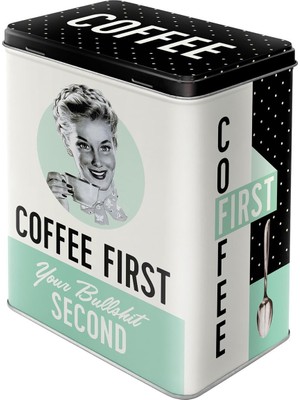 Nostalgic-Art Retro Saklama Kabı L, 3 L, Coffee First – Kahve Hayranları Için Hediye Fikri, Sac Büyük Kahve Kutusu, Vintage Tasarım, Kahve Dekorasyonu