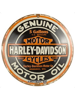 Nostalgic-Art Retro Sac Levha, Ø 35 Cm, Harley-Davidson – Genuine Motor Oil – Bisikletçiler Için Hediye Fikri, Orijinal Lisanslı Ürün (Olp), Metal, Vintage Tasarım