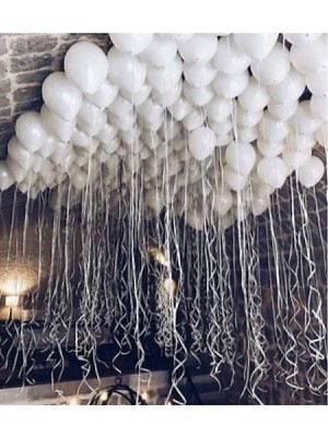 Empressco 50 Adet Pastel Beyaz Balon Helyum Gazı ile Parlak ve Uyumlu Konfeti