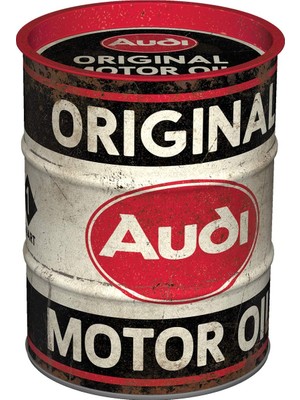 Nostalgic-Art Nostaljik Sanat Retro Para Kutusu Audi - Motor Yağı - Araba Aksesuarları Hayranları Için Hediye Fikri Metal Kumbara Vintage Teneke Para Kutusu 600ML