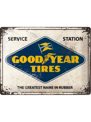 Nostalgic-Art Retro Blechschild Goodyear – Logo White – Geschenk-Idee Für Auto-Und Motorrad-Fans, Aus Metall, Vintage-Dekoration, 30 x 40 cm