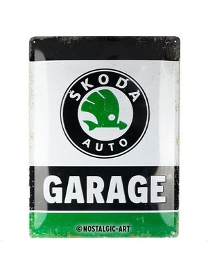 Nostalgic-Art Retro Sac Levha, 30 x 40 Cm, Skoda – Garage Green – Skoda Aksesuar Hayranları Için Hediye Fikri, Orijinal Lisanslı Ürün (Olp), Metal, Vintage Tasarım, Sac Levhalar Özdeyişler