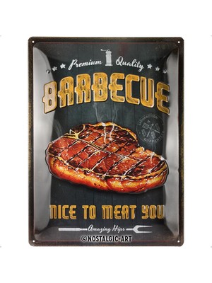 Nostalgic-Art 23292 Retro Sac Levha Barbecue Nice To Meat You – Mangal Hayranları Için Hediye Fikri, Metal, Dekorasyon Için Vintage Tasarım