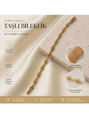 Singularis Premium Seri Bohem Stil Bambu Kesim Zirkon Taşlı Bileklik