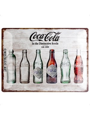 Nostalgic-Art Coca-Cola – Şişe Timeline – Coke Hayranları Için Hediye Fikri, Retro Sac Levha, Metal, Vintage Tasarım, Dekorasyon Için, 30 x 40 cm