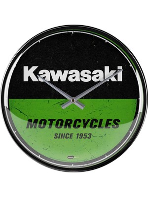 Nostalgic-Art Kawasaki Retro Duvar Saati, Çap 31 Cm, Motosikletçiler Için Hediye Fikri, Orijinal Lisanslı Ürün (Olp), Büyük Mutfak Saati, Vintage Tasarım