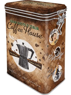 Nostalgic-Art Retro Kahve Kutusu, 1,3 L, Coffee House – Kahve Hayranları Için Hediye Fikri, Aroma Kapaklı Sac Kutu, Vintage Tasarım