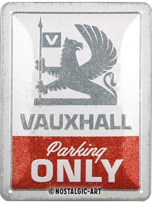 Nostalgic-Art Vauxhall Retro Sac Levha, 15 x 20 Cm, Vauxhall – Sadece Parking – Vauxhall Aksesuar Hayranları Için Hediye Fikri, Metal, Vintage Tasarım