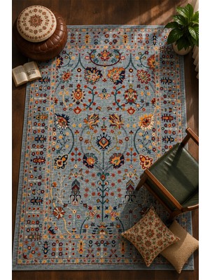 Beyome Afgan Uşak Otantik Vintage Desenli Premium Salon Halısı | El Dokuması Hissi | Degrade Iplik | Pamuk Taban