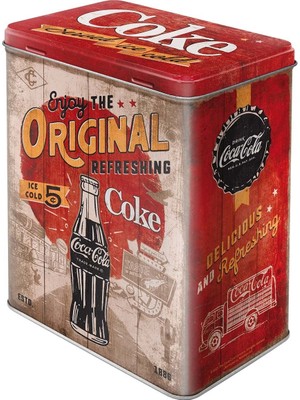 Nostalgic-Art Retro Saklama Kabı L, 3 L, Coca-Cola – Orijinal Coke Highway 66 – Kola Hayranları Için Hediye Fikri, Büyük Kahve Kutusu, Sac Malzemeden, Vintage Tasarım