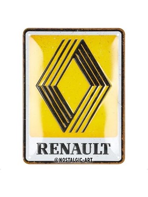 Nostalgic-Art Retro Sac Levha, 15 x 20 Cm, Renault – Logo 1972 – Renault Aksesuar Hayranları Için Hediye Fikri, Orijinal Lisanslı Ürün (Olp), Metal, Vintage Tasarım, Sac Levhalar Özdeyişler
