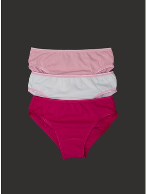 Blackspade Kız Çocuk Külot 3lü Paket 1294 - Fuşya Pembe Beyaz