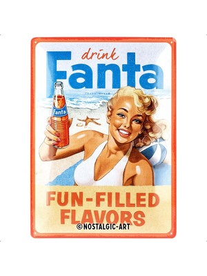 Nostalgic-Art Retro Sac Levha, Fanta – Beach Girl – Bar Aksesuarı Olarak Hediye Fikri, Metal, Dekorasyon Için Vintage Tasarım, 30 x 40 cm