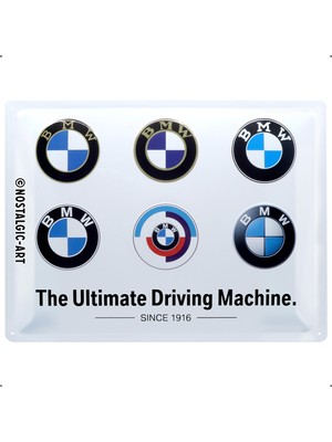 Nostalgic-Art Retro Sac Levha, 30 x 40 Cm, Orijinal Lisanslı Ürün (Olp), Bmw – Logo Evolution – Bmw Aksesuar Hayranları Için Hediye Fikri, Metal, Vintage Tasarım