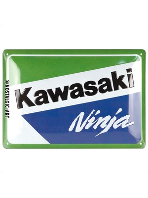 Nostalgic-Art Retro Metal Işaret, 20 x 30 Cm, Kawasaki – Ninja – Bisikletçiler Için Hediye Fikri, Official License Product (Olp) Metal Vintage Tasarım