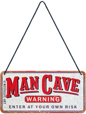 Nostalgic-Art Retro Asma Tabela, Man Cave Warning – Erkekler Için Hediye Fikri, Metal, Dekorasyon Için Vintage Tasarım, 10 x 20 cm