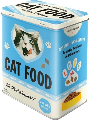 Nostalgic-Art Retro Saklama Kabı L, 3 L, Cat Food – Love Mix – Kedi Sahipleri Için Hediye Fikri, Kuru Mama Için Büyük Teneke Kutu, Vintage Tasarım