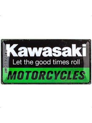 Nostalgic-Art 27025 - Kawasaki - Genuine Parts, Retro Sac Levha, Vintage Levha, Duvar Dekorasyonu, Metal, 25 x 50 cm