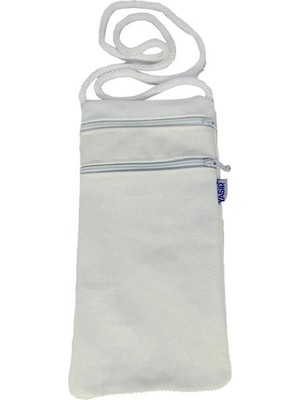 Camimarket Boyun Cüzdanı Çift Fermuarlı Beyaz – Hac, Umre ve Ihram Kullanımına Uygun