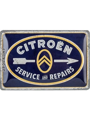 Nostalgic-Art Retro Sac Levha, 20 x 30 Cm, Citroen – Servis & Onarım – Citroen Aksesuar Hayranları Için Hediye Fikri, Orijinal Lisanslı Ürün (Olp), Metal, Vintage Tasarım, Sac Levhalar Özdeyişler