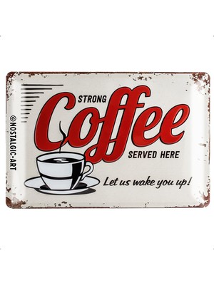 Nostalgic-Art 22249 Usa – Strong Coffee Served Here, Metal Levha 20 x 30 cm