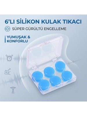 VeraGlobe Buğz Silikon Kulak Tıkacı - 6'lı Özel Kutulu - Su Geçirmez ve Gürültü Önleyici