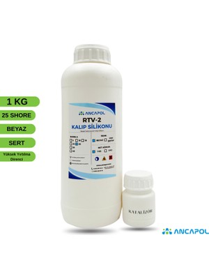 Ancapol 25 Shore RTV-2 Kalıp Silikonu - Ağır Döküm, Beton ve Poliüretan İçin Sert Kalıp Silikonu 1 KG