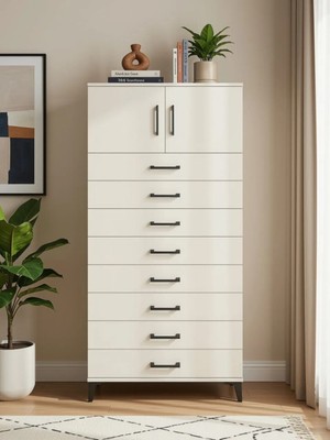 Dienni Hyperion Çok Amaçlı Dolap Mutfak Banyo Dolabı Tek Raflı 8 Çekmeceli 2 Kapaklı 88X44X182 Aytaşı-Aytaşı
