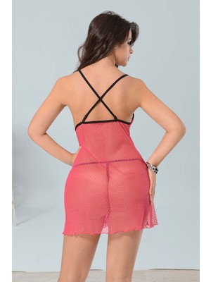 Les Passent Pembe Tül Gecelik - 654