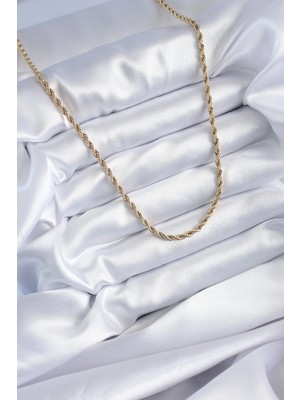 VeraGlobe Buğz 316L Çelik Gold Renk 60 cm Burgu Model Kadın Kolye - Buğz