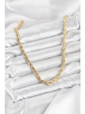 VeraGlobe Buğz cm Burgu Model Gold Renk Pirinç 60 cm Kadın Kolye - Buğz